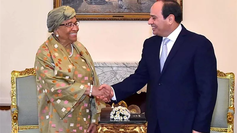 السيسي يستقبل رئيسة ليبريا السابقة ويؤكد تأييد مصر لجهود الاندماج على مستوى القارة الافريقية
