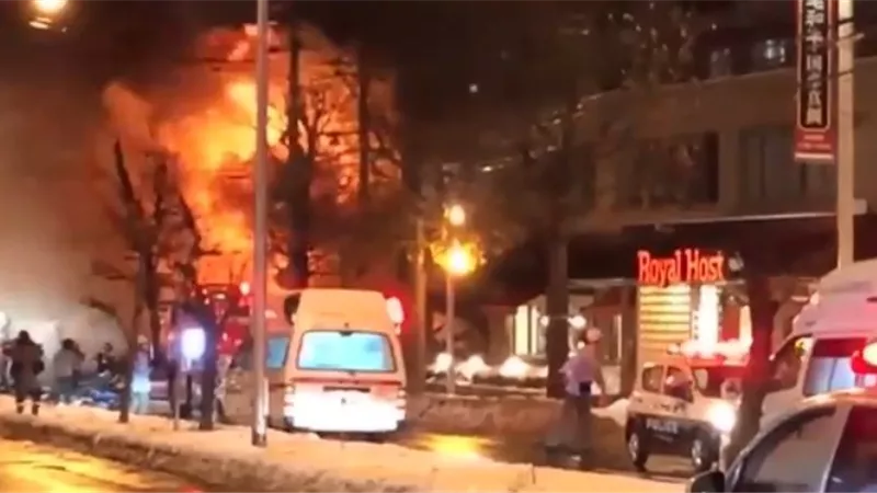 إنهيار عدد من المبانى في انفجار ضخم باليابان