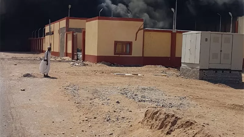 حريق كبير بالمجزر الألى بمدينة الشلاتين