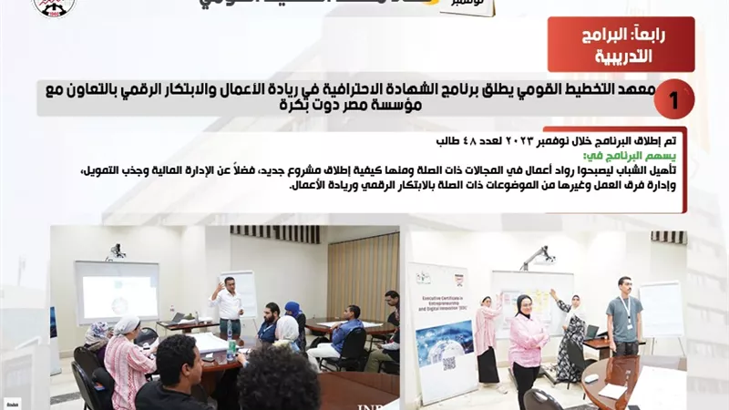 التخطيط القومي يصدر تقريرًا حول حصاد أنشطة وفعاليات نوفمبر 2023