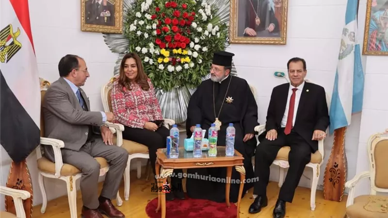 محافظ دمياط تزور كنيسة الروم الأرثوذكس للتهنئةبعيد الميلاد المجيد
