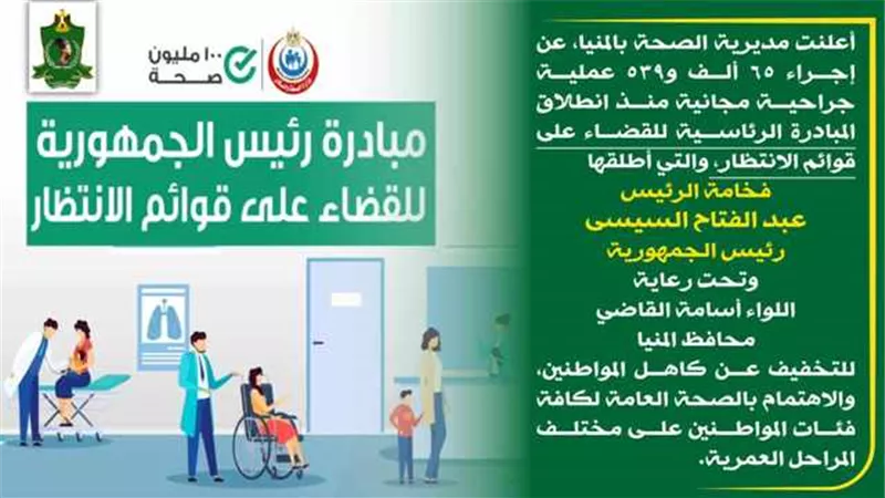 إجراء 65 ألف عملية جراحية للقضاء على قوائم الانتظار بالمنيا