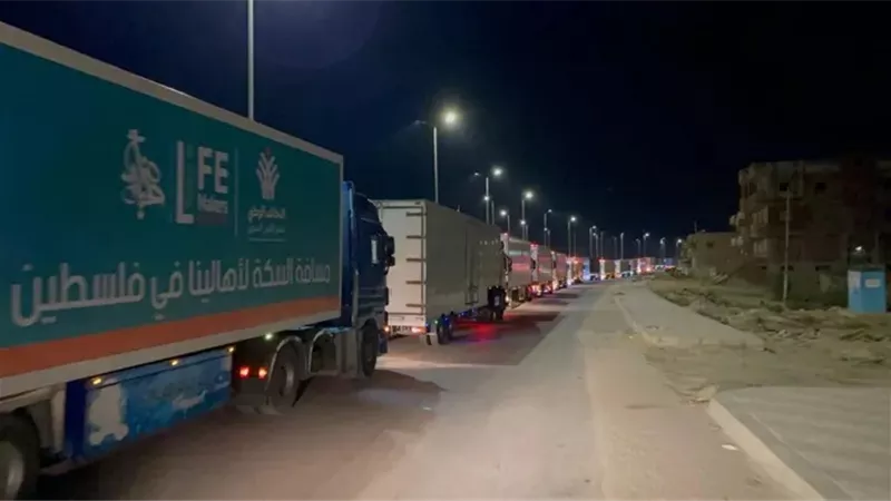 إدخال 151 شاحنة مساعدات إلى قطاع غزة عبر ميناء رفح البري