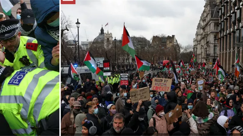 محتجون مؤيدون لفلسطين يغلقون طرقا خارج البرلمان البريطاني
