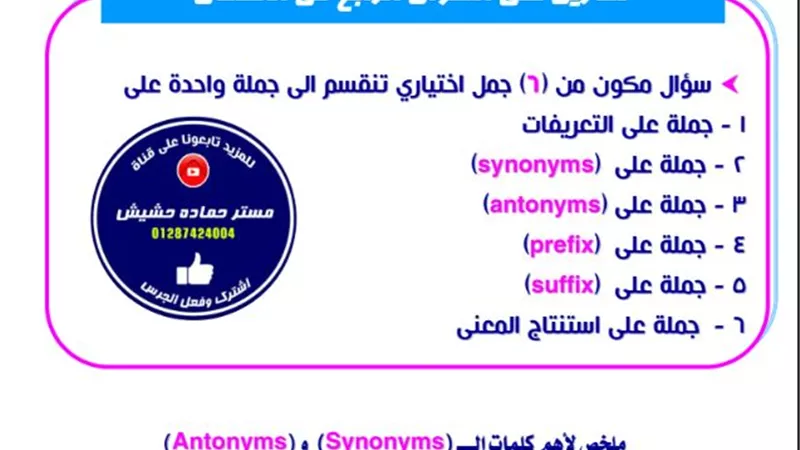 مراجعة نهائية في الانجليزي للصف الثالث الإعدادي 2024
