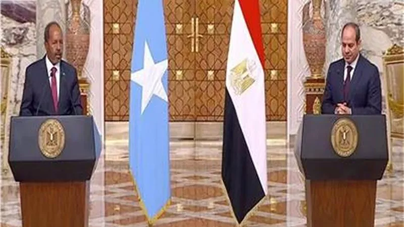 لن نسمح بالمساس بأشقائنا .. والقفز على أراضى الدول غير مقبول.. 6 رسائل من السيسى فى مؤتمر مع الرئيس الصومالى