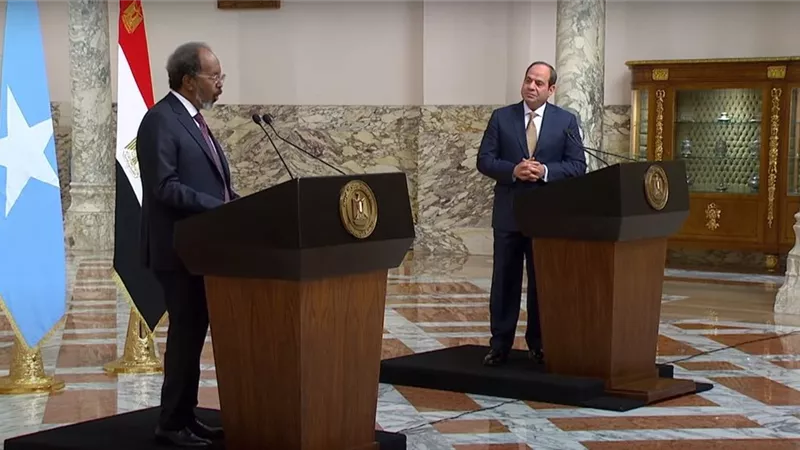 «مستعدون للتعاون في كافة المجالات.. ومحدش يجرب مصر».. أبرز رسائل الرئيس مع نظيره الصومالي