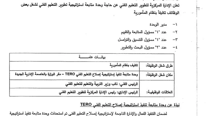 تعليم الدقهلية تعلن عن وظائف شاغرة