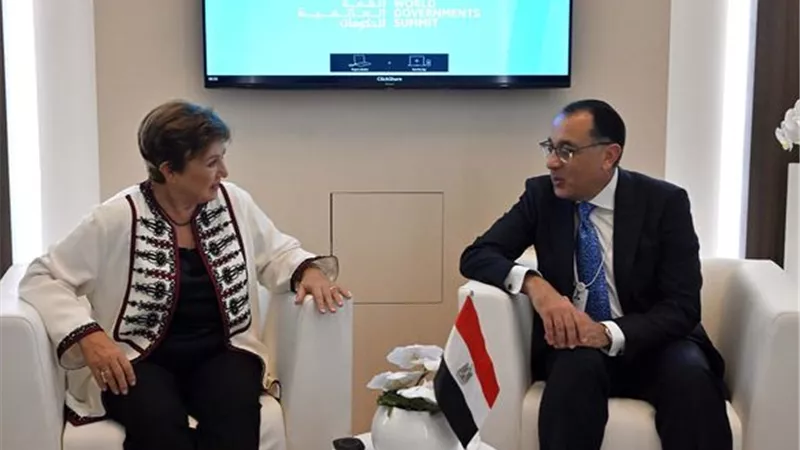مدبولي يلتقي مدير صندوق النقد على هامش القمة العالمية للحكومات