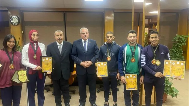 5 ميداليات ذهبية لجامعة القناة في كأس العالم للقوة البدنية