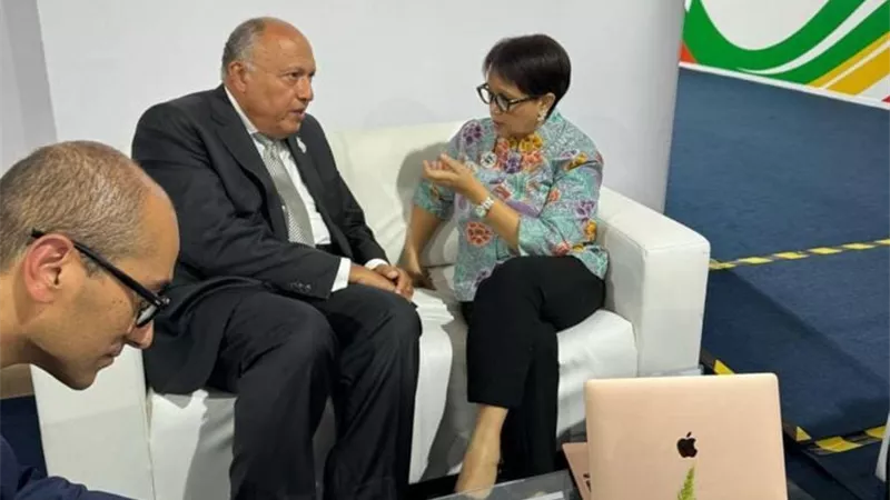 شكري يبحث مع نظيرته الإندونيسيةتعزيز العلاقات الثنائية والأوضاع في غزة