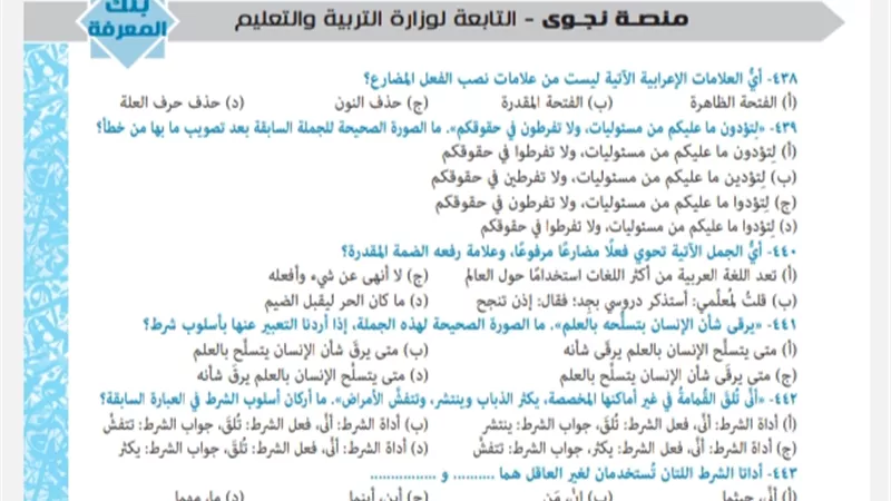 أكثر من 750 سؤال لجميع فروع اللغة العربية للثانوية العامة