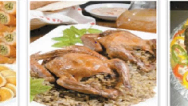 الإفطار: محشي ورق عنب..حمام بالفريك..الحلو: قطايف