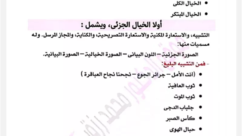 لضمان أعلى الدرجات.. الخلاصة في البلاغة للثانوية العامة