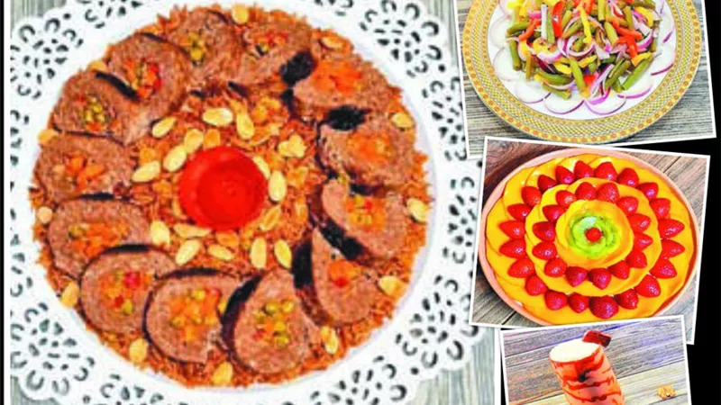 بيف رول بحشوة الخضاروفراخ بالطريقة البرتغالي..الحلو:كيكة الفواكه