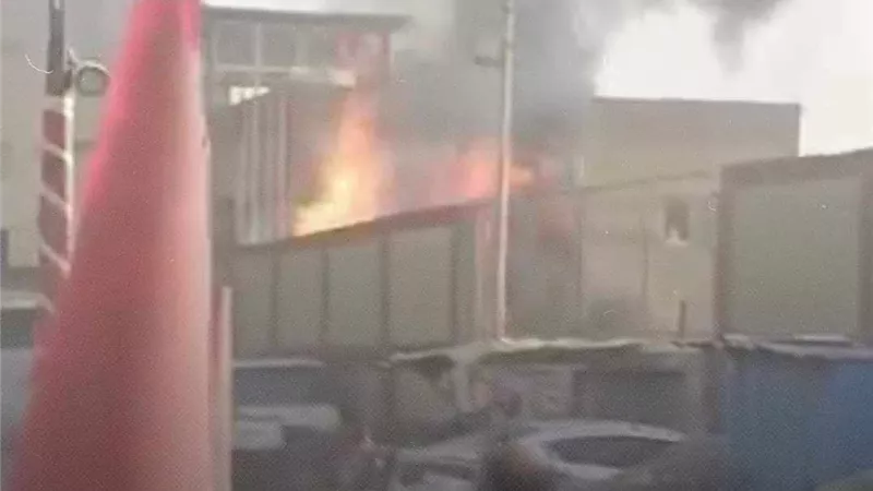 حريق بمحطة الصرف الصحى بمدينة الخصوص فى القليوبية