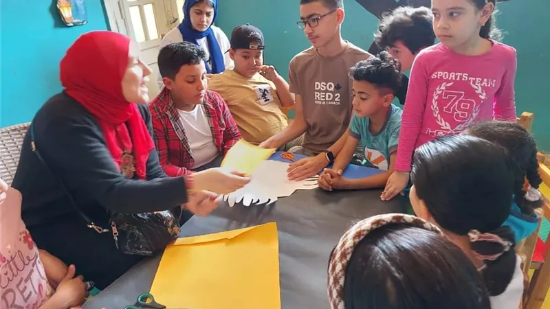 ورشة رسم ومسابقة ثقافية للأطفال بمكتبة طحانوب