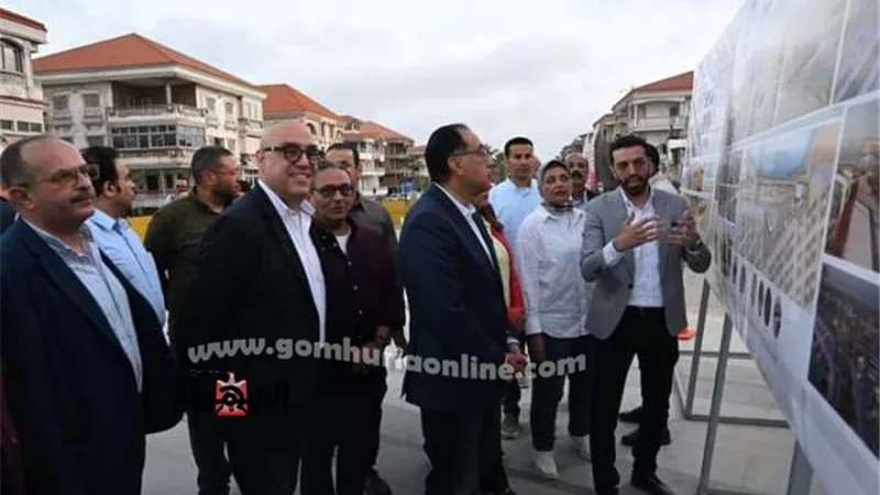 رئيس الوزراء يتفقد أعمال تطوير منطقة اللسان برأس البر