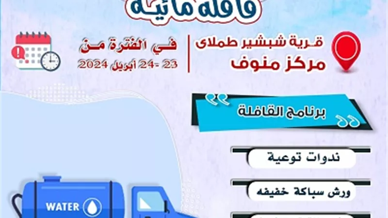 انطلاق فعاليات القافلة المائية الخدمية بمنوف غدا