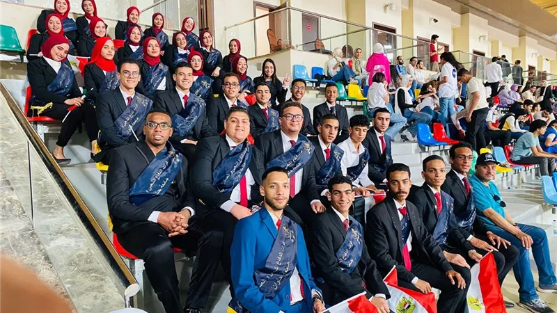 طلاب جامعة حلوان يشاركون في افتتاح البطولة العربية العسكرية للفرو