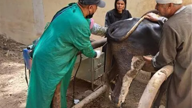 القوافل البيطرية المجانية مستمرة بالمنيا رغم العطلة الرسمية