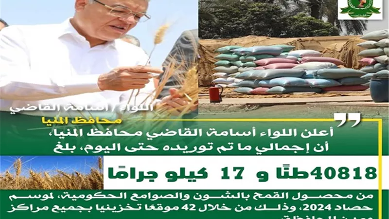 شون وصوامع المنيا تستقبل 41 طناً من محصول القمح