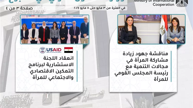 لجنة التمكين الاقتصادي للمرأة..الحصاد الأسبوعي لـ«التعاون الدولي»