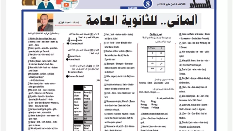 مراجعة نهائية في الألماني لطلاب الثانوية العامة 2024