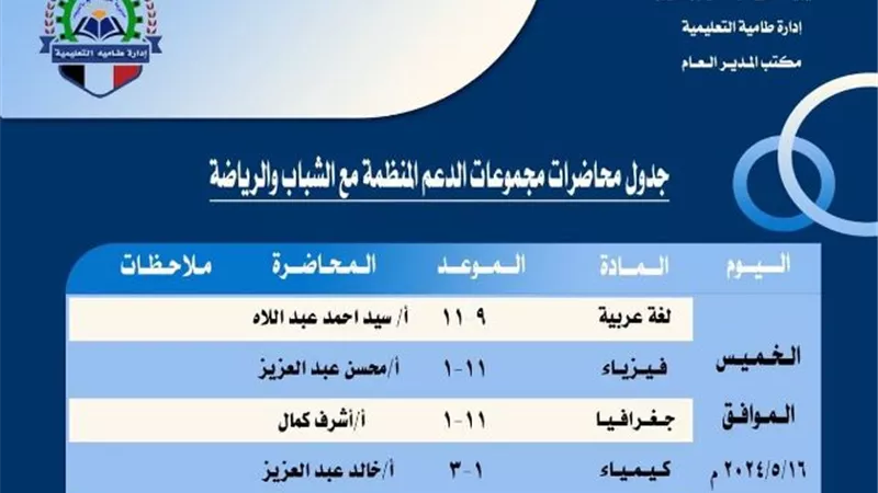 انطلاق مجموعات الدعم المجانية للثانوية العامة بطامية