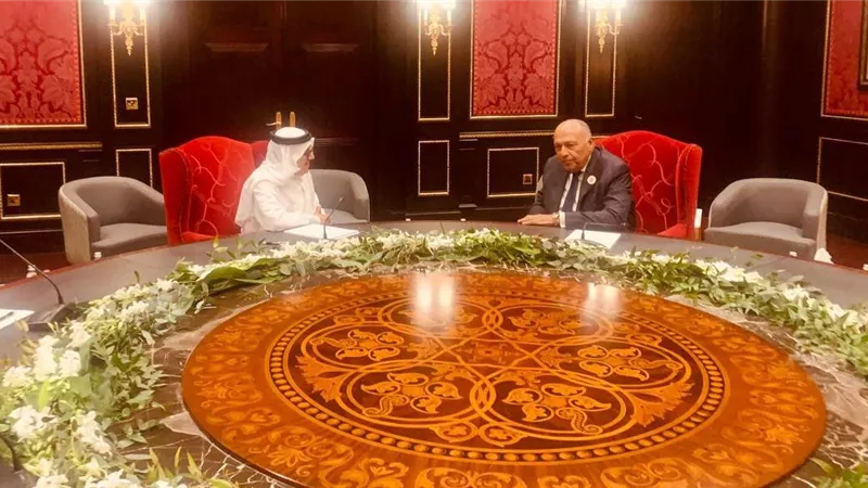 وزير الخارجية يلتقي نظيره البحريني خلال الأعمال التحضيرية للقمة العربية في المنامة
