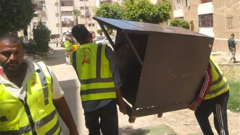 جهاز مدينة الشيخ زايد يكثف حملات إزالة المخالفات والإشغالات.. صور