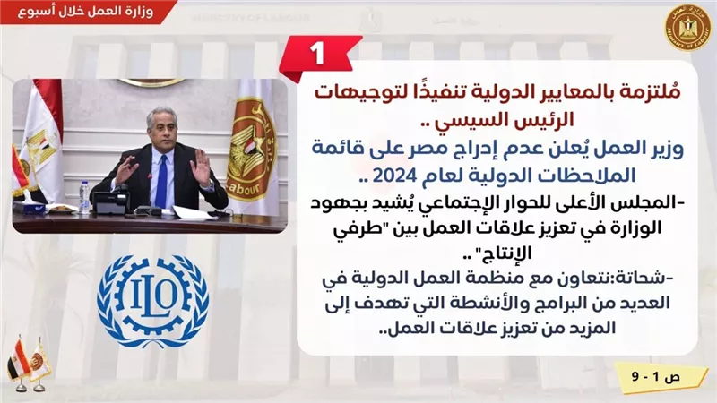 العمل في أسبوع.. مصر خارج الملاحظات الدولية ودعم العمالة غير المنتظمة