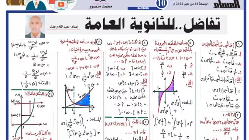 المراجعة النهائية.. أهم الأسئلة في التفاضل للثانوية العامة 2024