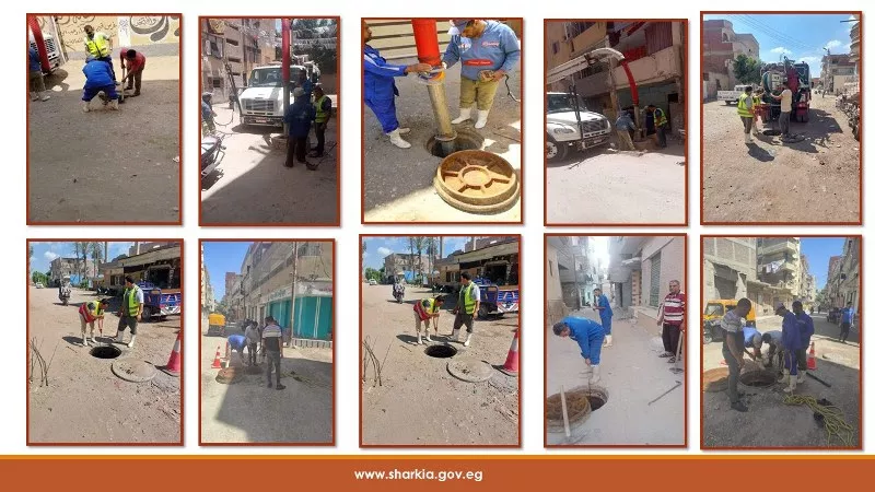 تطهير خطوط وشبكات الصرف الصحي بالشرقية
