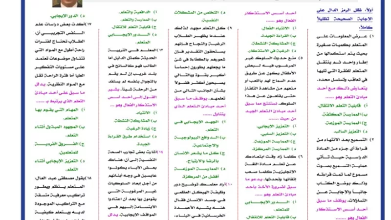 مراجعة نهائية في علم النفس للثانوية العامة 2024