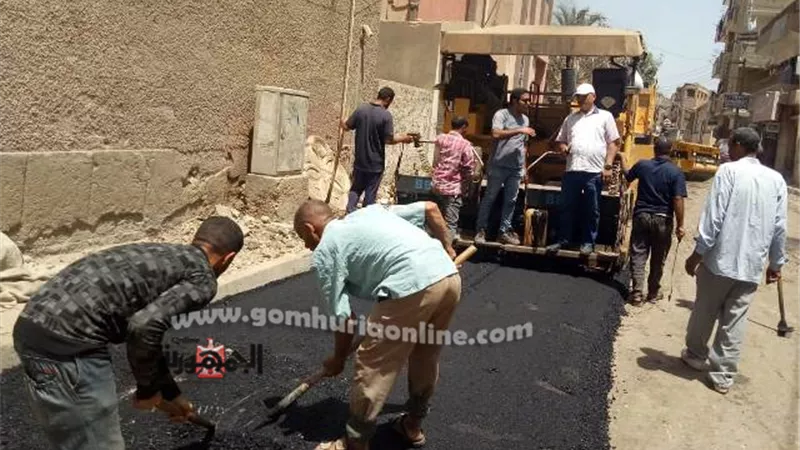 النمر.. بدء أعمال الرصف بشارع عبدالمنعم رياض الخلفي بأشمون