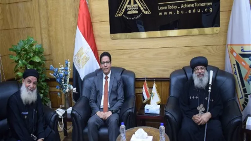 وفد الكنيسة القبطية الأرثوذكسية يهنئ رئيس جامعة بنها بعيد الأضحى
