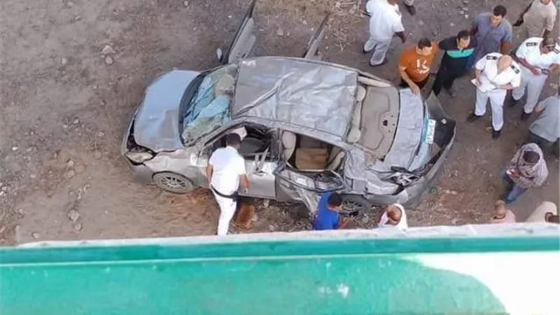 وفاة 3 أشقاء ونجل عمهم .. سقطت سيارتهم من أعلى كوبري بقويسنا