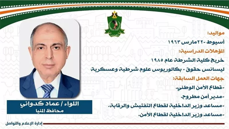 محافظ المنيا الجديد يشكر الرئيس و يعاهد عروس الصعيد بالتواجد الميداني