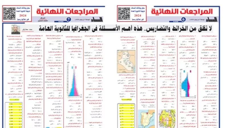 خرائط وتضاريس.. أهم الأسئلة في الجغرافيا للثانوية العامة 2024