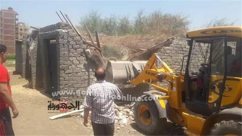 إزالة ١٤ حالة تعدي بقرية أبو الغيط التابعة للقناطر الخيرية