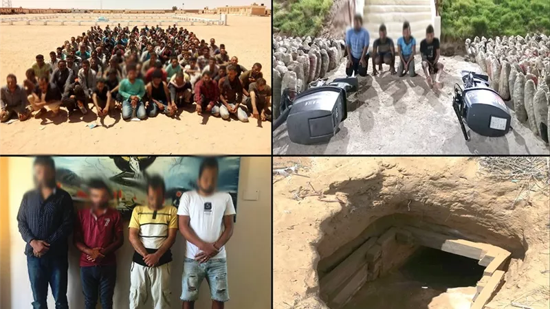 حرس الحدود يضبط 18 قنبلة و 20 دانة و5.5 طن مخدرات وتدمير نفقين بسيناء