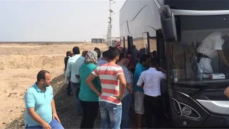 إنقاذ ٧٥ أسرة من القاهرة تعطل بهم الأتوبيس بوادي الحيتان بالفيوم