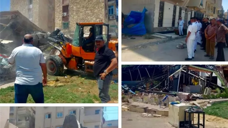 غلق محلات غير مرخصة وإزالة إشغالات بحى ثالث الإسماعيلية