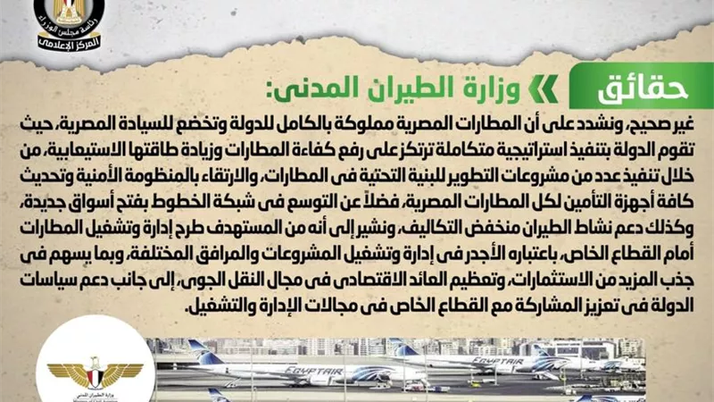 الحكومة توضح حقيقة بيع المطارات المصرية لجهات أجنبية