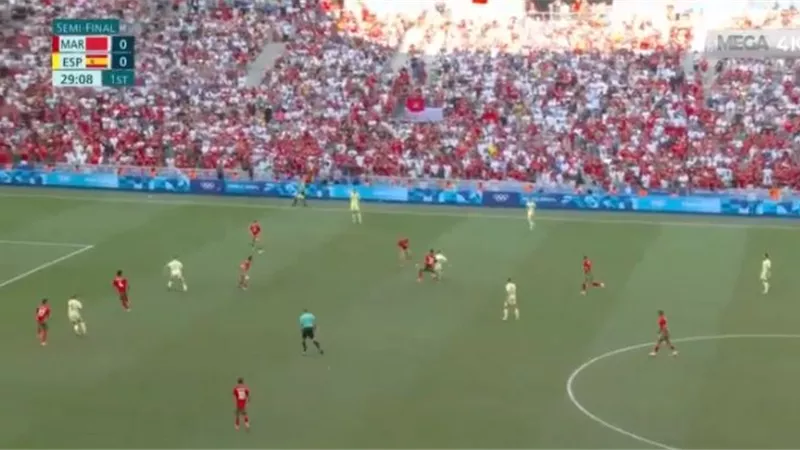 المغرب تتقدم على إسبانيا بهدف رحيمي فى الشوط الاول