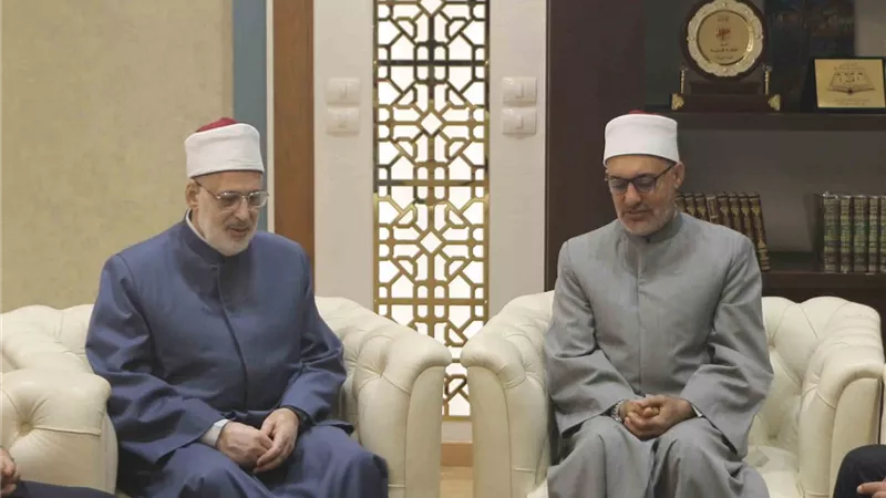 المفتي يستقبل وكيل الأزهر والوفد المرافق له للتهنئة بمنصبه الجديد