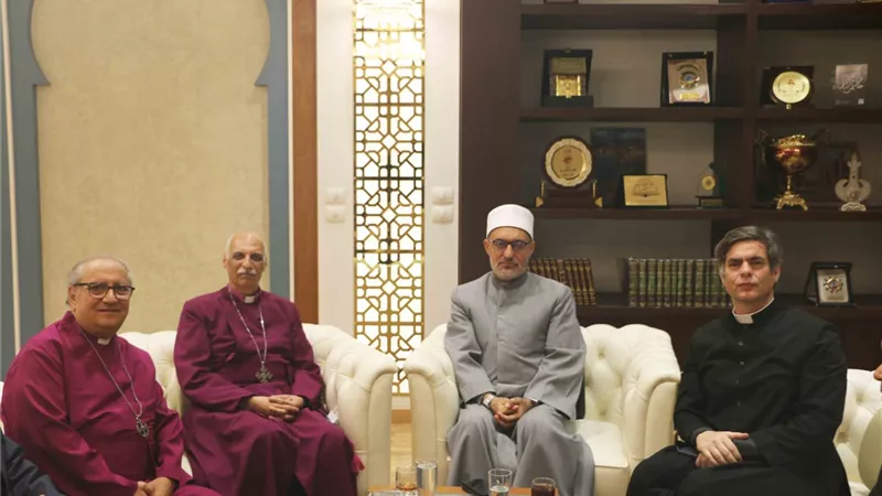المفتي يستقبل وفدا من الكنيسة الإنجليكانية للتهنئة بمنصبه الجديد