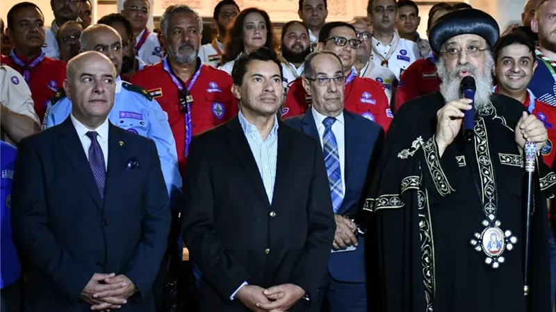 وزير الشباب والبابا تواضروس يستقبلان المشاركين في مؤتمر الكشافة