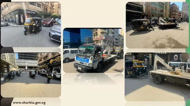 حملات مكثفة لضبط مركبات التوكتوك المخالفة بالزقازيق